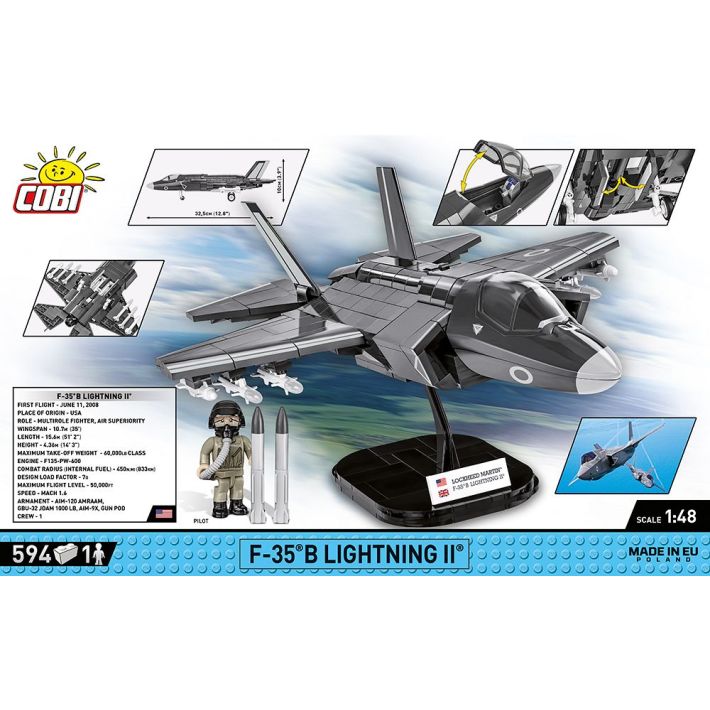COBI-5830 Armed Forces F-35B Lightning II (RAF) Model Plane Building Bricks 570Pcs - Image 2